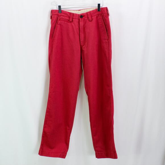 HAGGAR Red Relaxed Straight Life Khaki Flat Front Pants
